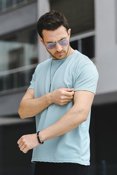 Oksit Ανδρικό μπλουζάκι από ύφασμα Caster Ottoman Basic Slim Fit Lycra
