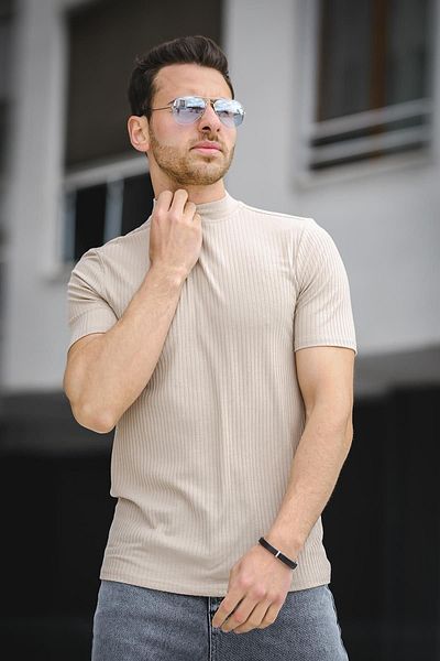 Oksit Ανδρικό μπλουζάκι Ernest Slim Fit Lycra Body Half Throat