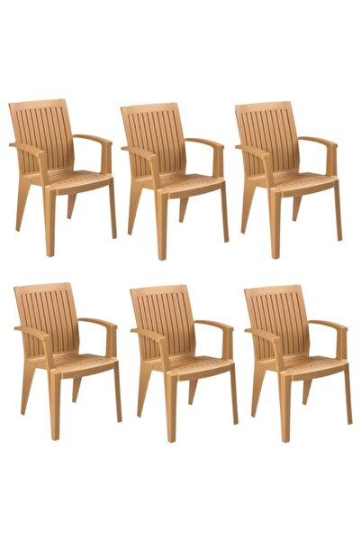 Alize Koltuk Teak 6lı Paket - Plastik Bahçe Balkon Koltuğu