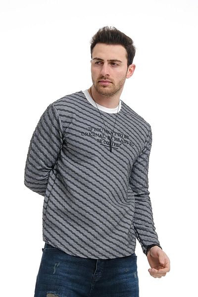 Oksit Πλεκτό ανδρικό φούτερ Bobby Cross ριγέ Slim Fit