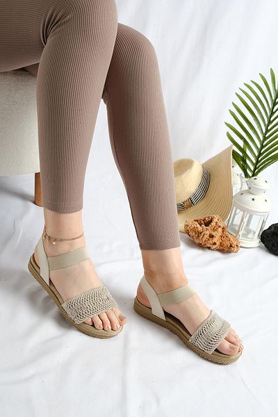 Oksit Sandale de damă cu aspect de paie Anetta Lace