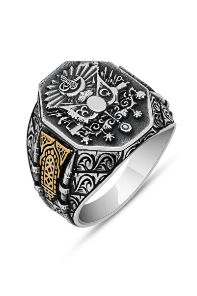 ALYANSEVİM Osmanlı Devleti Armalı 925 Gümüş Erkek Yüzük