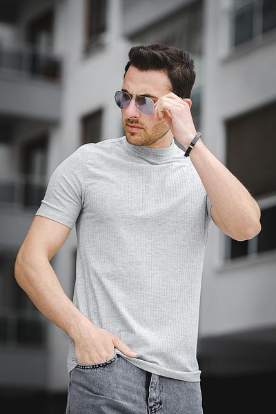 Oksit Ανδρικό μπλουζάκι Ernest Slim Fit Lycra Body Half Throat
