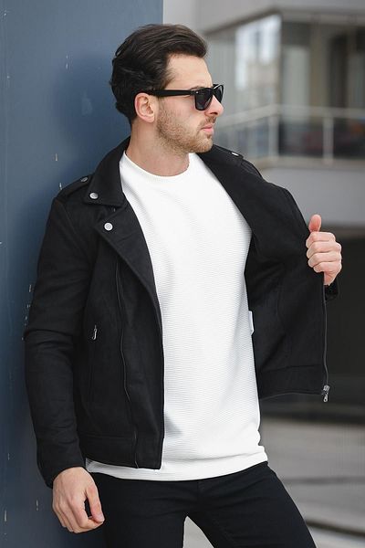 Oksit Ανδρικό σουέτ παλτό Tuc 2010 Slim Fit Cross Zipper