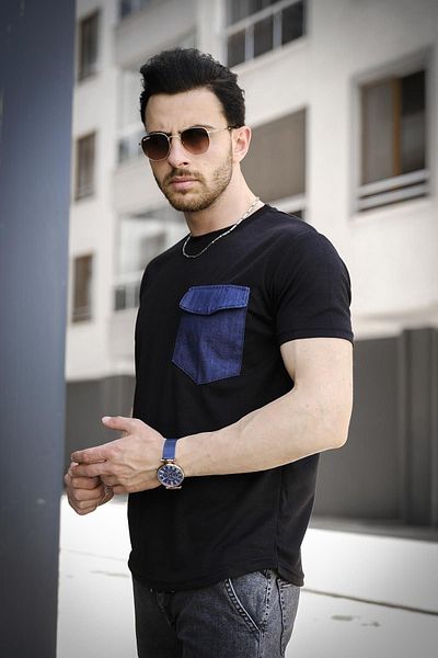 Oksit Ανδρικό μπλουζάκι τζιν τσέπης Bastien Flap