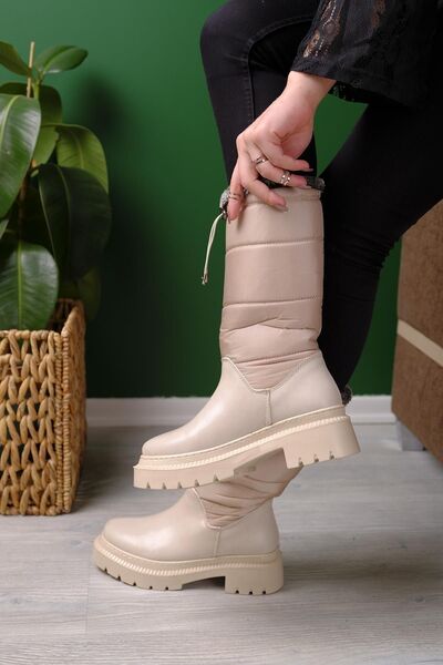 Oksit Μακριές γυναικείες μπότες χιονιού με λεπτομέρεια από φλις και γούνα