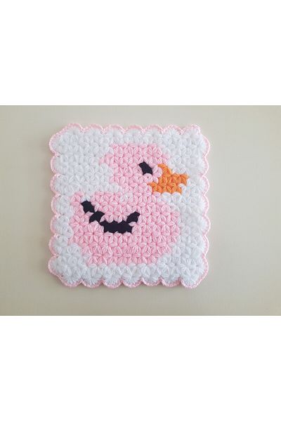 HERŞEY FIRSAT Wool Ugly Duck Patterned - Baby Bath Hand Knitted Washcloth