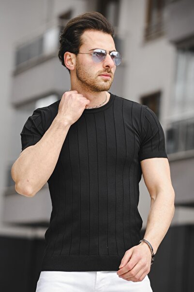 Oksit Ht 340006 Ανδρικό πλεκτό μπλουζάκι με κρυφό ριγέ λαιμόκοψη