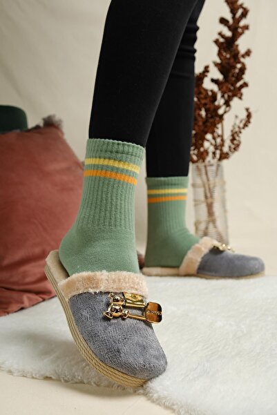 Oksit Aime Fluffy House Παντόφλες Winter Stone Γυναικείες παντόφλες εσωτερικού χώρου Παντόφλες επισκεπτών