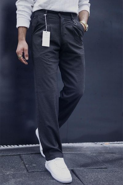 Oksit Olsen Men's Baggy Pants - Comfortable Fit, Double Pleated, Wide Leg