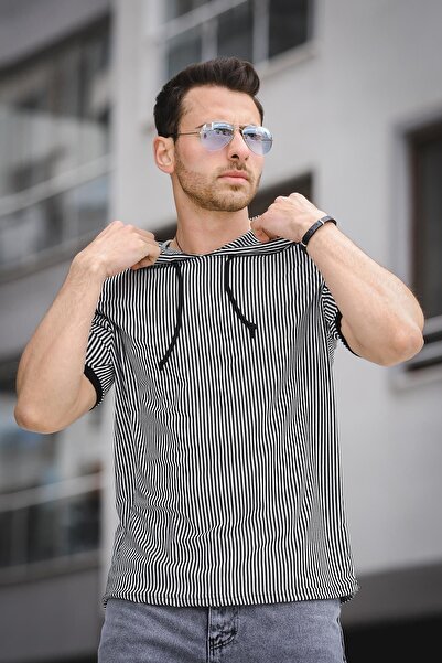 Oksit Ανδρικό μπλουζάκι Gard Striped Slim Fit Hooded