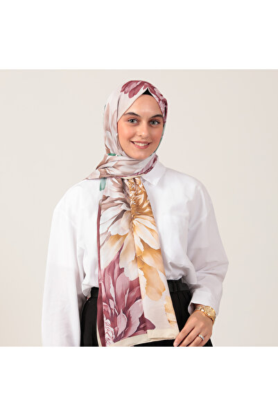 ipekistanbul شال حرير قطن - نمط اللوتس - أحمر كلاريت