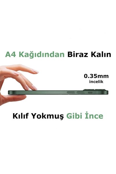 HyperAge iPhone 15 Kılıf Ultra Ince Mat Yüzeyli Elden Kaymaz Kamera Korumalı Kapak Yarı Şeffaf Yeşil