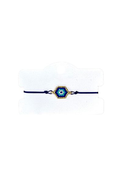 etniko Women's Adjustable Evil Eye Bead Themed Miyuki Bracelet