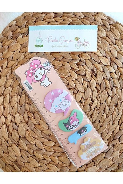 Pembe Çarşı Sanrio Kuromi with Paper Ruler, My Melody Post-it Adhesive Paper 1 Piece