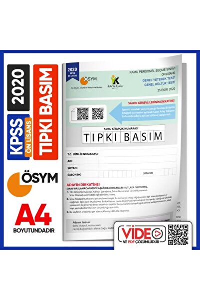 Karakutu Yayınları 2020 Kpss Ön Lisans Ösym Tıpkı Basım Çıkmış Soru Deneme Ki...
