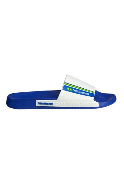 Havaianas Slide Brasil Men's White Blue Slippers