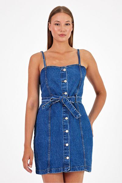 MADAME MELEK Rochie de blugi din denim - cu bretele