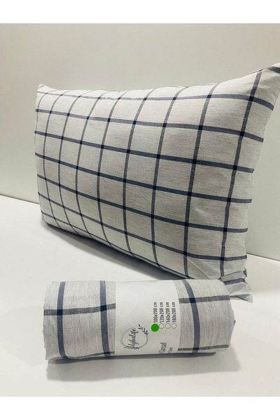 uykulife home collection Uykulife Gray Black Single Elastic Striped Sheet Set
