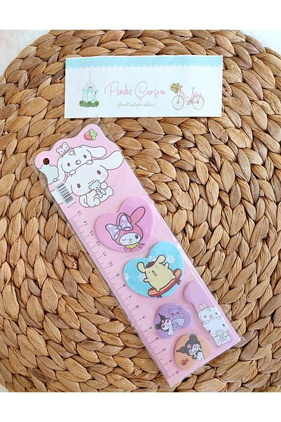 Pembe Çarşı Sanrio Kuromi with Paper Ruler, My Melody Post-it Adhesive Paper 1 Piece