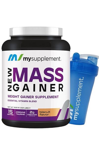 MYSUPPLEMENT Mass Gainer Biscuit Flavored Carbohydrate Powder 1500 Gr 15 Servings - Gainer - Volume