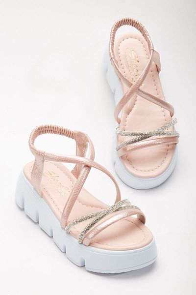 BDKButik Sandale pentru fete cu talpă înaltă și cu detalii de piatră