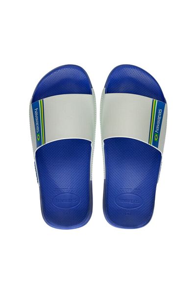 Havaianas Slide Brasil Men's White Blue Slippers