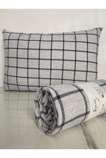 uykulife home collection Uykulife Gray Black Single Elastic Striped Sheet Set