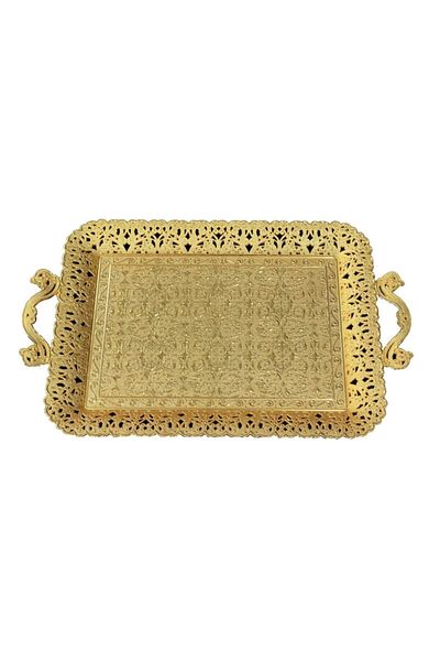 AKMETAL Gold Filigree Model Tea Coffee Tray Stylish Design