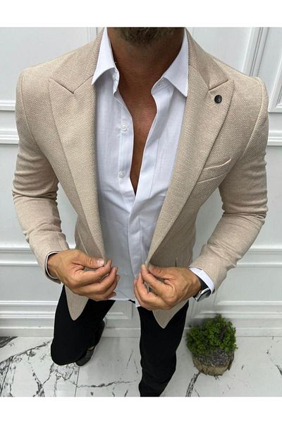 leonmen سترة رجالية ذات تصميم إيطالي Slimfit بقصة ضيقة