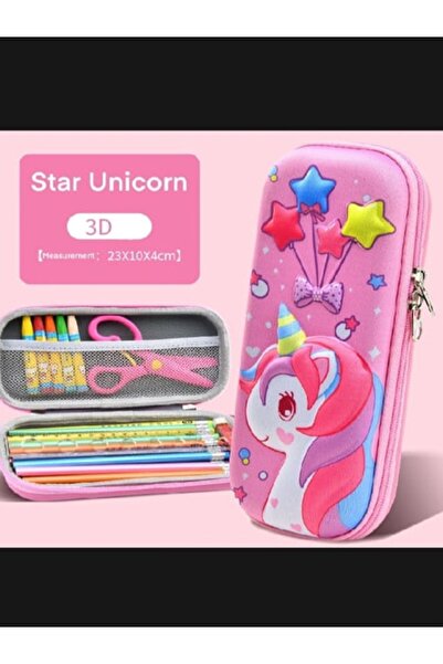 Shisa For Kids 3D Unikorn Kalem Kutusu 3 Katmanlar, Kalem Kutusu Kız için Sev...