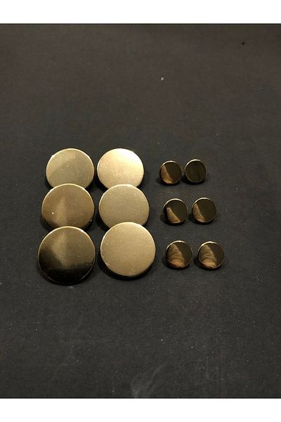 aensia Gold Gold Large and Small Pulmetal Money Model Button Metal Button - Pack of 12 (6 BIG 6 SMALL)