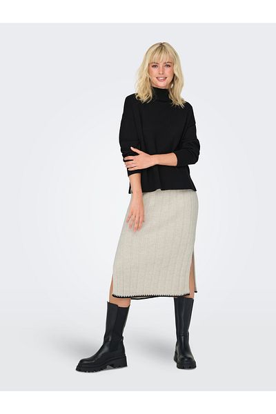 ONLY High Waist EmbroideredMidiKnitwear Skirt - Side Slit