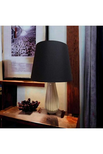 ariana sytle Artemis Black Ceramic Lampshade with Gold Detail