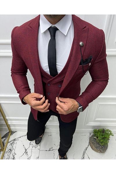 leonmen Italian Style Slim Fit Slim Fit Jacket Vest