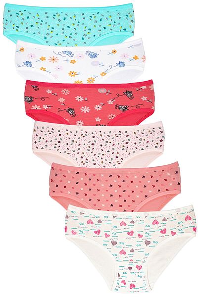Stars Underwear Chiloți pentru fete - 6 bucăți cu model, lycra pieptănată, elastic