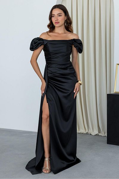 Serica Moda Βραδινό φόρεμα με ντραπέ ώμου