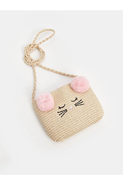 LC Waikiki LCW ACCESSORIES Pompom Girls' Straw Sleeve Bag