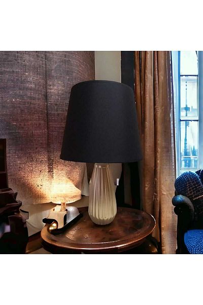 ariana sytle Artemis Black Ceramic Lampshade with Gold Detail