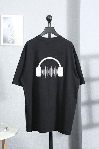 Pink Sky Minimal Printed Unisex Black/white Oversize T-shirt