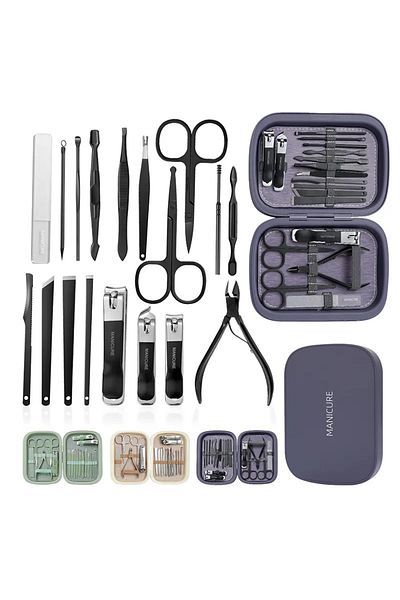 gaman 18 Pieces Purple Professional Multifunctional Stainless Carbon Steel Nail Clipper Manicure Pedicure Set