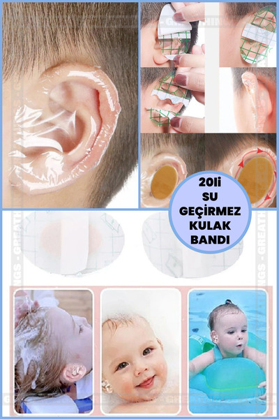 Greathings Pack of 20 Waterproof Adhesive Ear Protectors - Swimming Shower