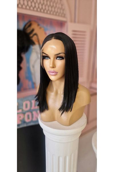 LOLLY PONY 40 Cm Black Korean Fiber Synthetic Wig - Front Tulle Detail