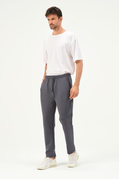 C&City Men's Straight Leg Sweatpants with Side Pockets 852 Smoked