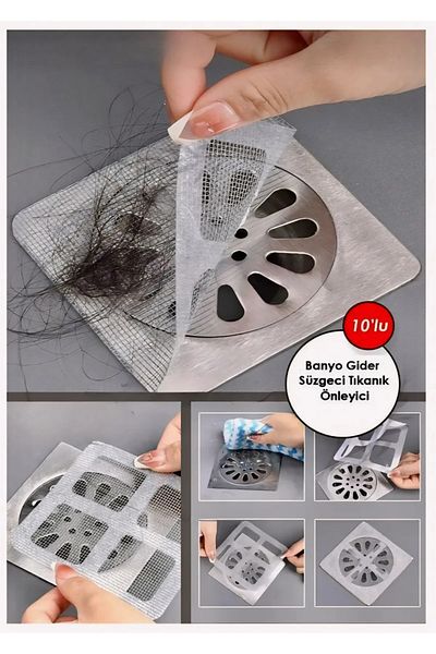 TİNEKE 10 Pieces Bathroom Drain - Hair Catcher Strainer, Shower Drain, Anti-Clogging