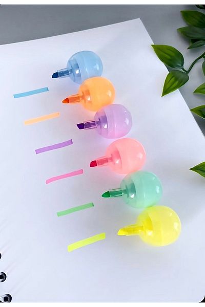 Mi-ÇA HOME Set of 6 Mini Colorful Highlighter Lollipop Design Pens - Pinterest Mark Pen with Bag