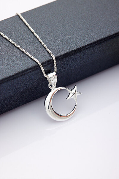 ANDA 925 Ayar Gümüş Unisex Ay Yıldız Kolye Ayyıldız Kolye Hilal Yıldız Kolye ...