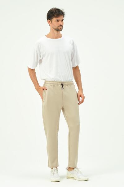 C&City Men's Straight Leg Sweatpants with Side Pockets 852 Stone