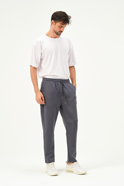 C&City Men's Straight Leg Sweatpants with Side Pockets 852 Smoked