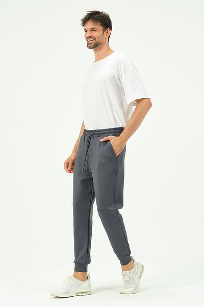 C&City Men's Cuffed Leg Sweatpants with Side Pockets 851 Smoked